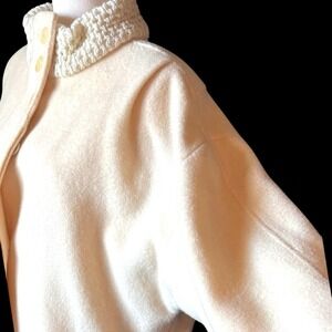 VTG 1960s Portrait Wool Maxi Coat L ILGWU Union Made USA Ivory Duster Trench Mod